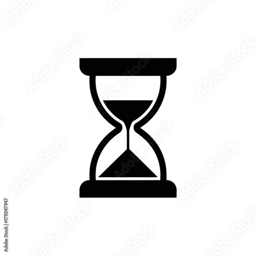 Classic hourglass silhouette symbol representing time passing and countdown vector