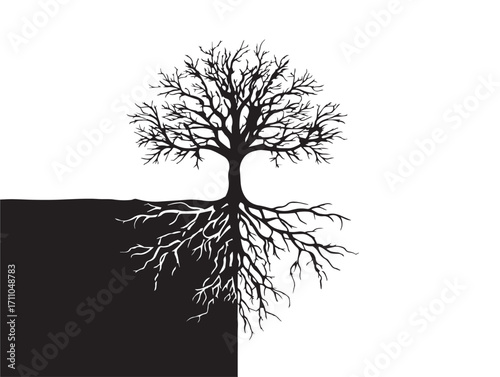 Decorative Split Root Silhouette for Eco Friendly Design Themes