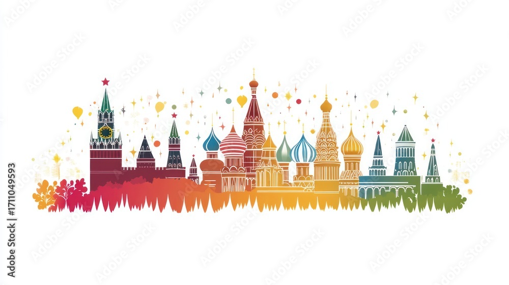 Obraz premium Moscow Kremlin: A Colorful Celebration