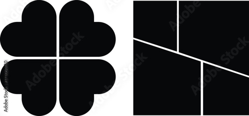 Modern collage 4 frame photos. Template for portfolio. Photo tiles layout. Vector illustration.