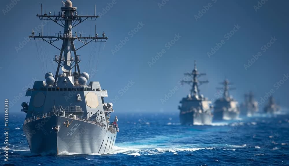 custom made wallpaper toronto digitalpowerful navy carrier strike group, military ships navigating the Pacific Ocean, digital concept art, dynamic waves