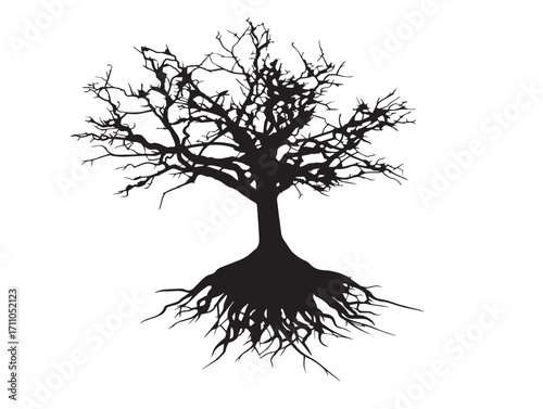 Strong taproot single silhouette vector illustration symbolizing deep strength