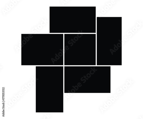 Minimal 6 Photo Collage Grid Template. Vector Picture Frame Layout for Scrapbook, Moodboard, and Memory Wall Presentation