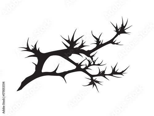 Artistic thorn branch silhouette vector illustration with unique dramatic effect