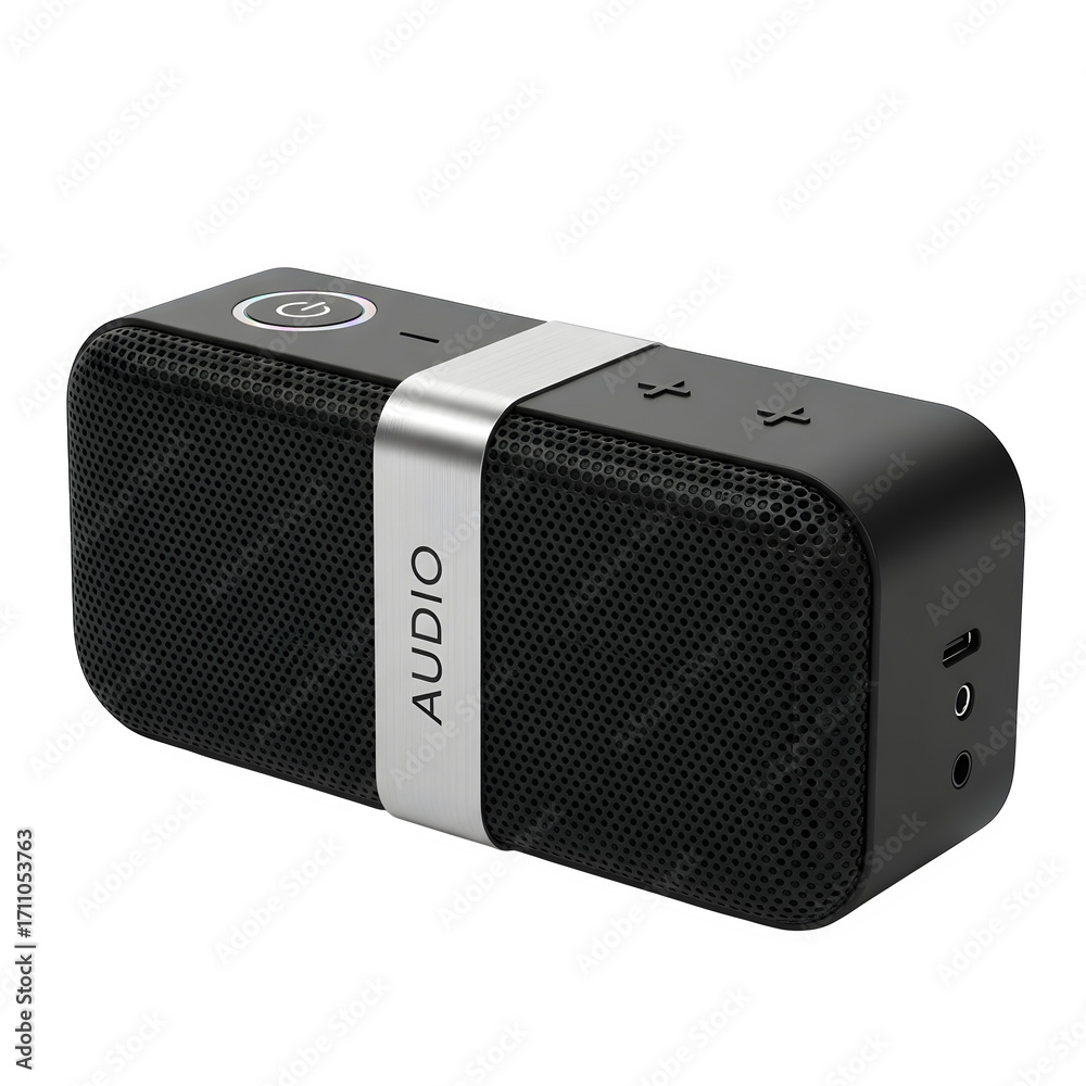 Fototapeta premium Portable wireless speaker with audio function isolated on transparent background