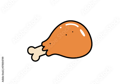 Cartoon chicken drumstick illustration on a transparent background  