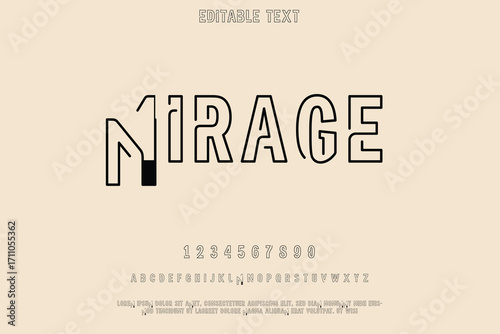 Mirage typographic design with clean lines and subtle text