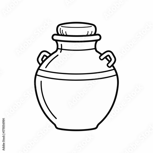 Isolated jar drawing on white background, simple outline jar drawing for crafts and coloring books. Simple design jar drawing for educational purposes, graphic and website element creation.