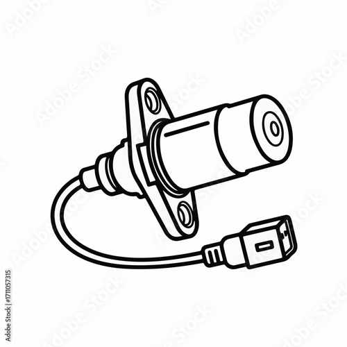 Car part isolated on white background showcasing its essential component. Car part technical drawing depicts detail and functionality for use in automotive design.