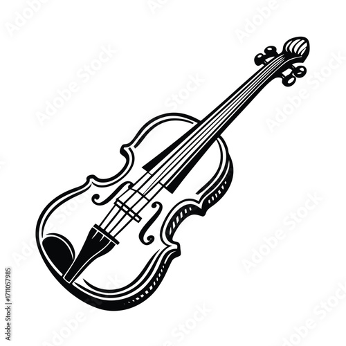 Violin Harmony: A meticulously crafted illustration showcases the elegant form of a classic violin, evoking the timeless beauty of music and the artistry of sound.