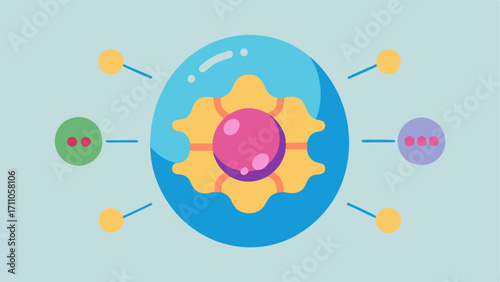 Exosome Structure A simplified illustration of an exosome featuring its spherical shape with a lipid bilayer indicating its internal contents proteins RNA with small labels.