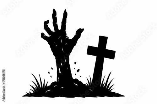 Zombie Hand Emerging from Grave Halloween