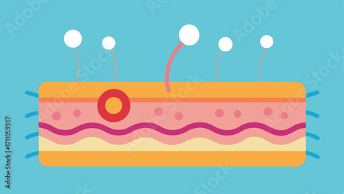 Extracellular Matrix A simplified view of the skins extracellular matrix with components that support cell structure and regeneration like fibers and hyaluronic acid.