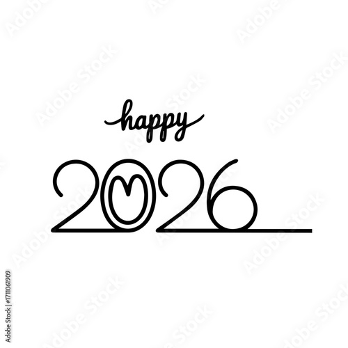 Celebrate 2026 with a stylish and modern design featuring 'Happy' and a playful number incorporation, perfect for New Year's greetings and festive occasions
