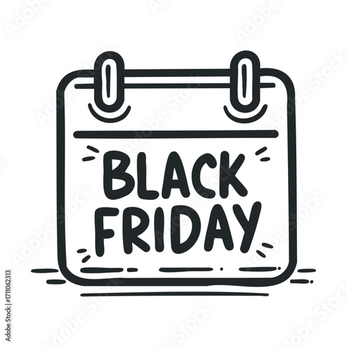 Black Friday shopping calendar announcement for holiday deals. Vector line illustration