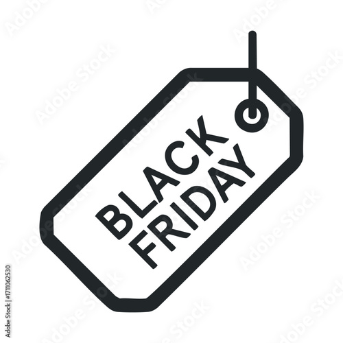 Black Friday sale tag design for promotional materials. Vector line illustration