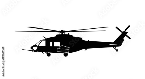 Silhouette of a Helicopter Aviation, Technology and Transportation