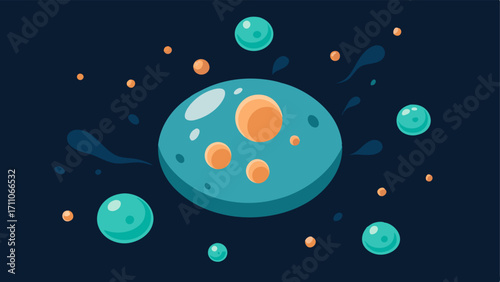 Exosome Structure An artistic representation of exosomes as small spherical shapes floating in a stylized liquid emphasizing their microscopic size and beauty.