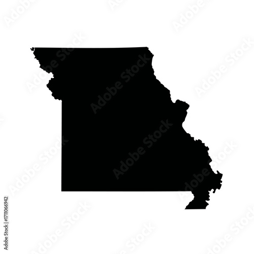 Black Silhouette of the State of Missouri Map Outline - Graphic Design Element