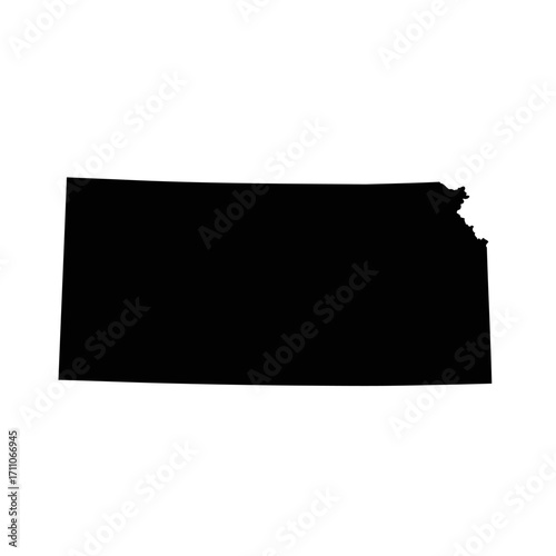 Kansas State Map Silhouette A Simple Black Outline for Design and Visualization