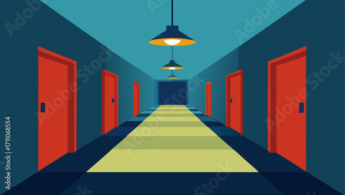 Brightly Lit Hallways A hallway illustration with ample lighting including overhead fixtures and lighted baseboards to help navigate safely.