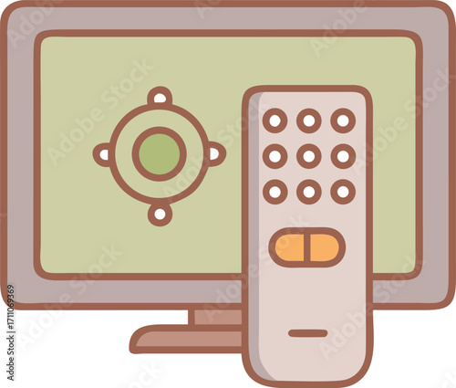Modern television screen displaying target icon next to a remote control device