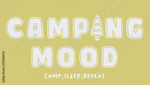 Camping graphic for boys text camping mood,  camp sleep repeat graphic 