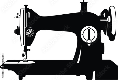 Sewing machine isolated, vintage sewing machine. old sewing machine icon editable vector illustration. 