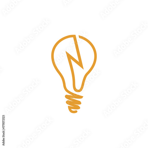Abstract logo of a lightbulb with a lightning bolt inside.