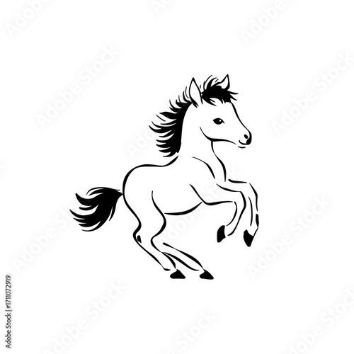 foal. foal simple black and white line art vector logo