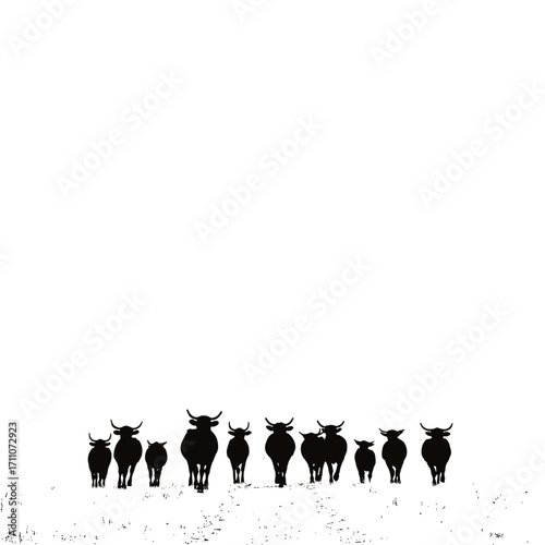 cattle. cattle simple black and white line art vector logo