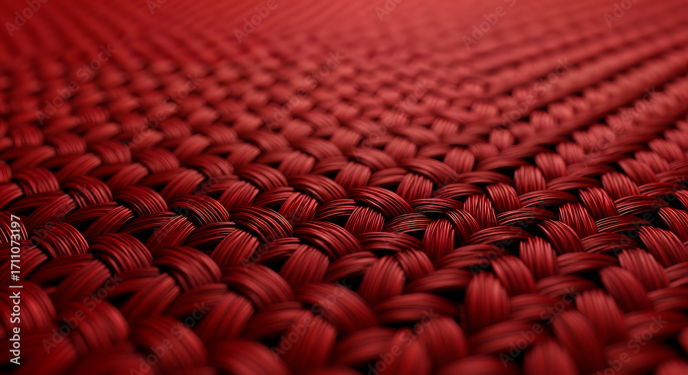 Fototapeta premium Crimson Weave: A Dynamic Close-Up of Intertwined Threads