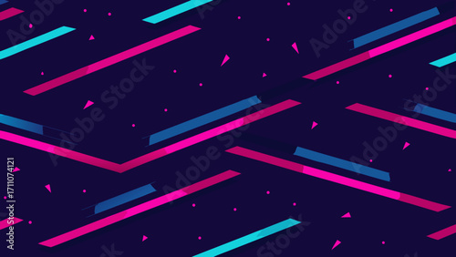 Colorful stars explode across a seamless black night sky, a vibrant and abstract holiday celebration design