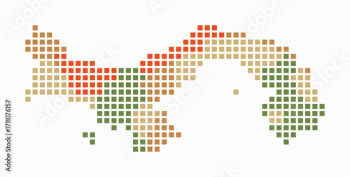 Panama dotted map. Digital style map of the country on white background. Panama shape with square dots. Colored dots style. Large size squares. Stylish vector illustration.