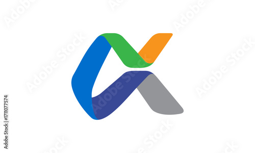 Abstract icon AX typography logo idea, colorful modern logo
