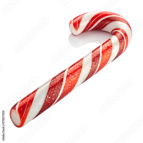 Festive Candy Cane Treat Isolated on White Background,