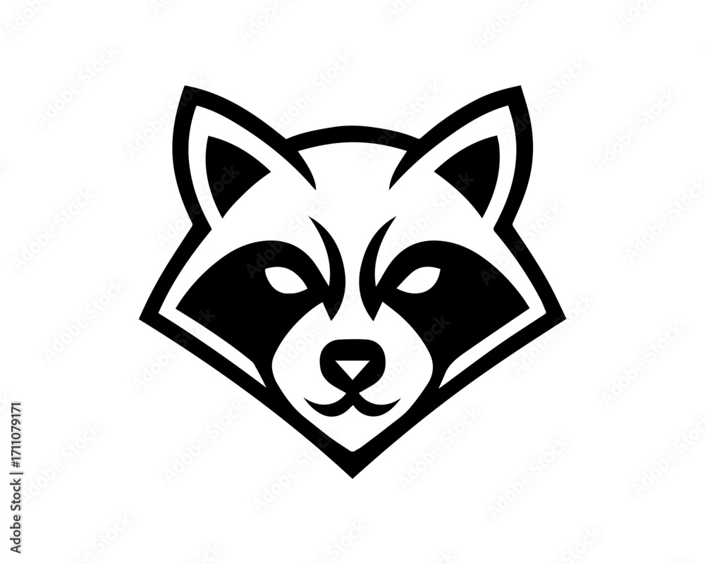 Obraz premium Raccoon Face Icon – Minimalist Wildlife Symbol of Curiosity and Cleverness