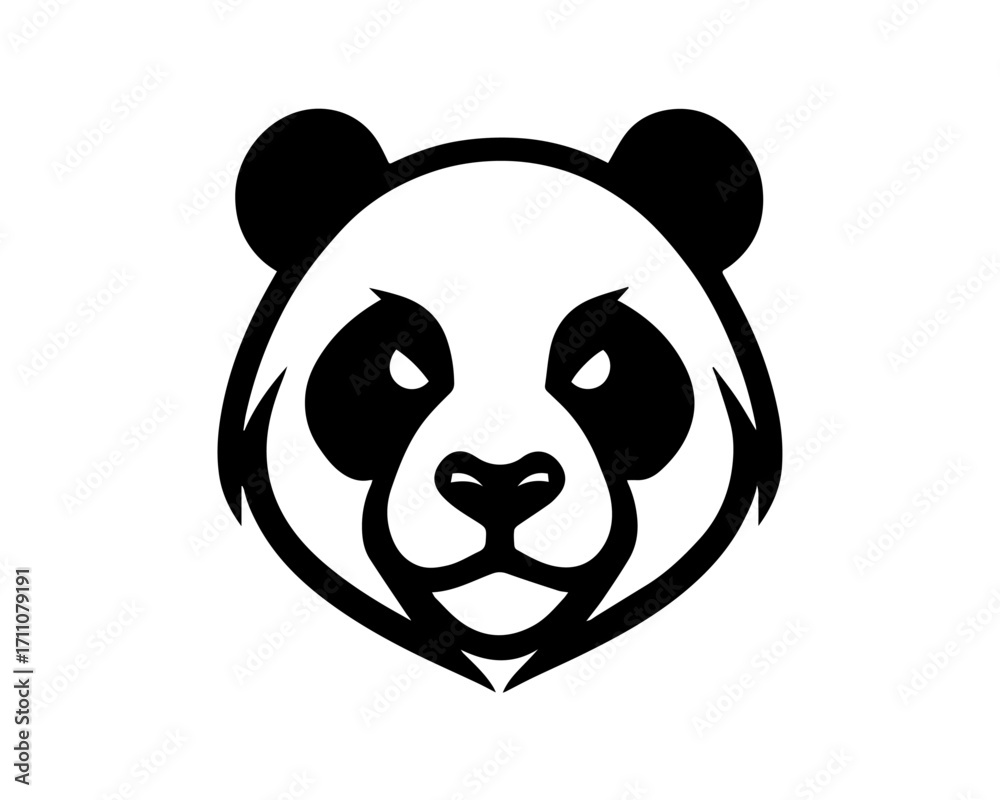 Fototapeta premium Panda Face Icon – Minimalist Wildlife Symbol of Peace and Conservation
