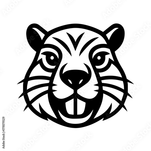 Groundhog Face Icon – Minimalist Wildlife Symbol of Curiosity and Character