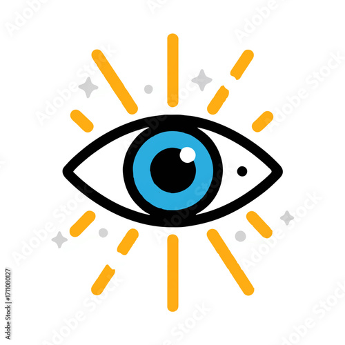All Seeing Eye with Rays and Ornament Illustration

