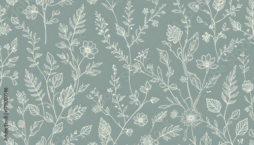 Elegant Hand Drawn Botanical Pattern.