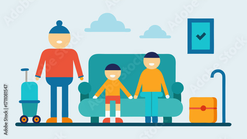 Family Assistance Area Depict a familyfriendly area where travelers with disabilities can access support services featuring plush seating and kidfriendly amenities.