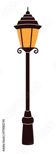 Cute street lamp. Flat vector illustration.