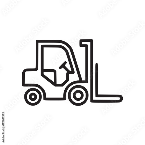 Illustration of a forklift the simple line art style conveys a sense of industry, transportation, and logistics, making it suitable for various design purposes