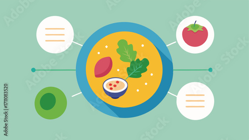 Customized Smoothie Recipe A recipe card featuring a colorful smoothie bowl labeled with benefits linked to genetic traits surrounded by the ingredients.