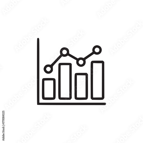 Vector art of bar chart icon a simple line drawing of a graph with bars and a line, representing data, statistics, and trends in a clear and concise manner for various applications