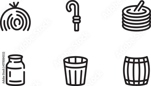 Hay Bale Icon A Simple Outline Drawing of Agriculture and Farming with a Transparent Background
