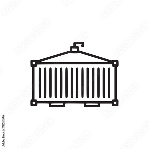 Vector art of shipping container icon this minimalist vector illustration depicts a standard cargo container, rendered in a clean, simple line drawing style, perfect for use in various design projects