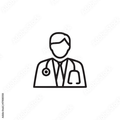 Vector art of doctor icon represents healthcare professional, physician, or medical practitioner suitable for medical websites, health apps, and clinic signage conveys trust, expertise, and care