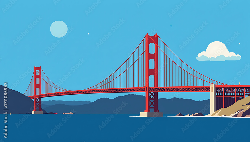 Fototapeta premium Iconic Golden Gate Bridge Vector Illustration.